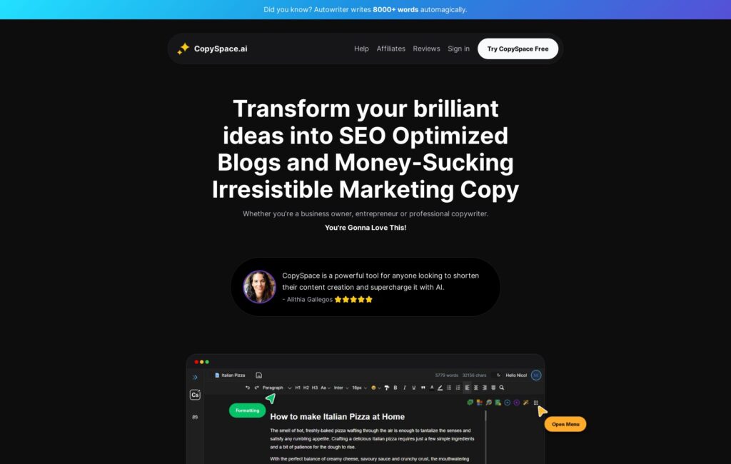 CopySpace.ai 2 CopySpace-writing-tool-for-entrepreneurs