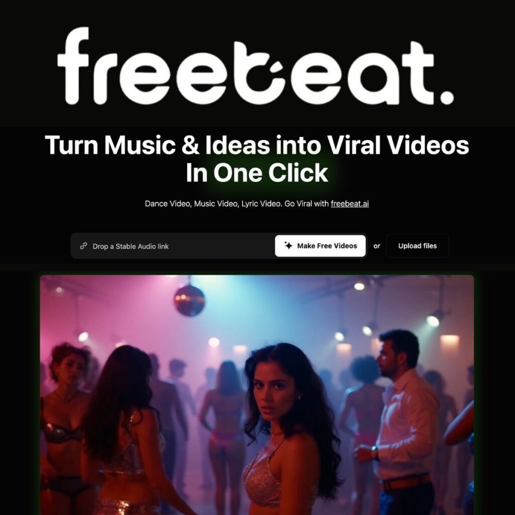 Freebeat ai make viral videos from audio or YouTube
