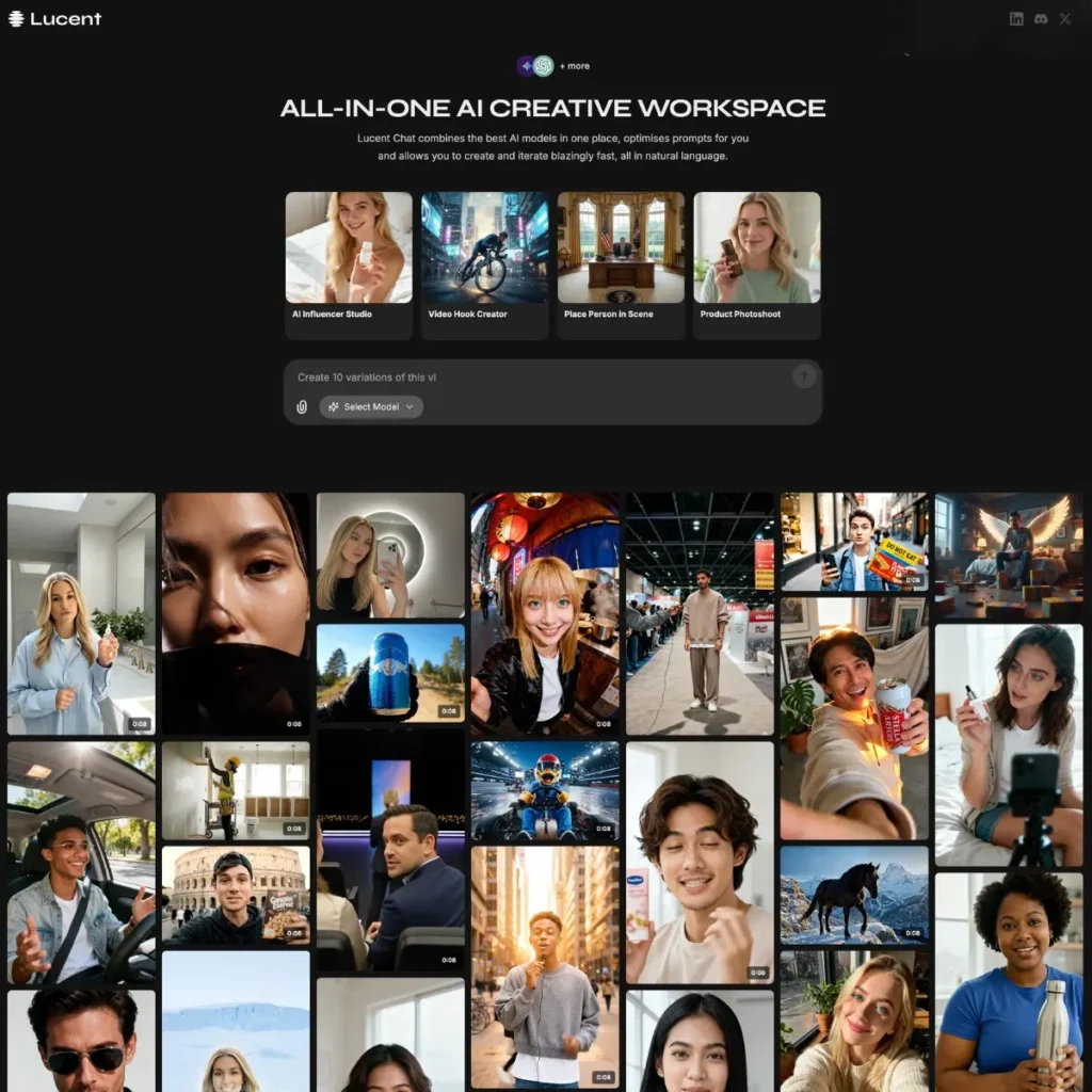 Lucent Chat AI Video creatives in one platform