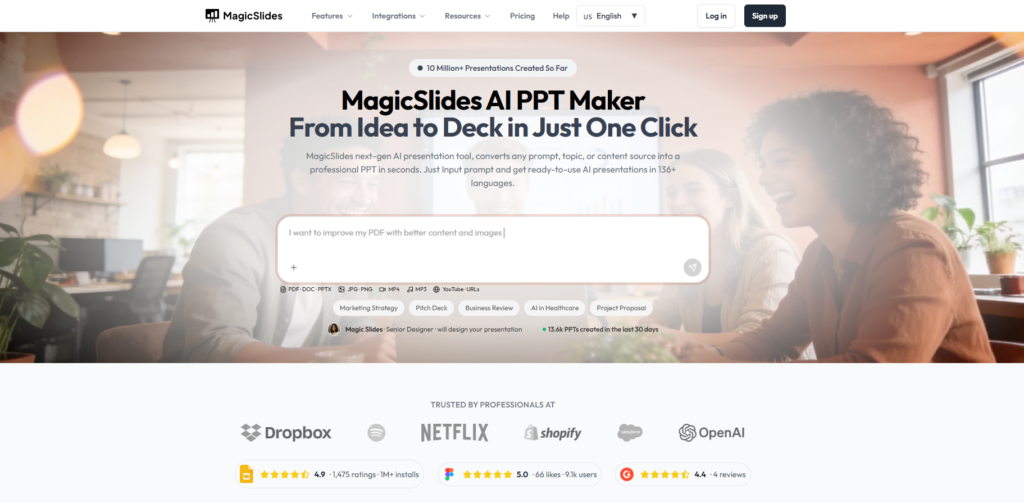 MagicSlides Ai presetation maker tool
