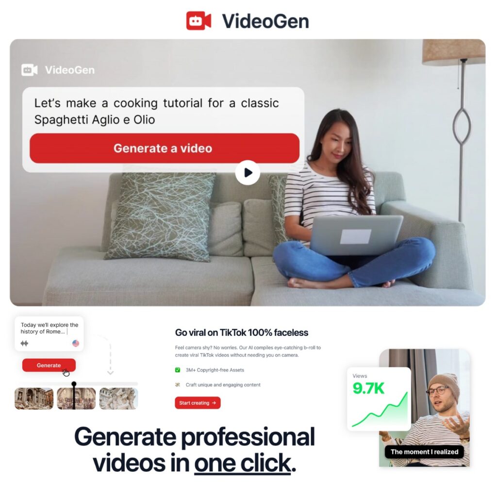 VideoGen 2 VideoGen YouTube TIkTok AI Video Generator