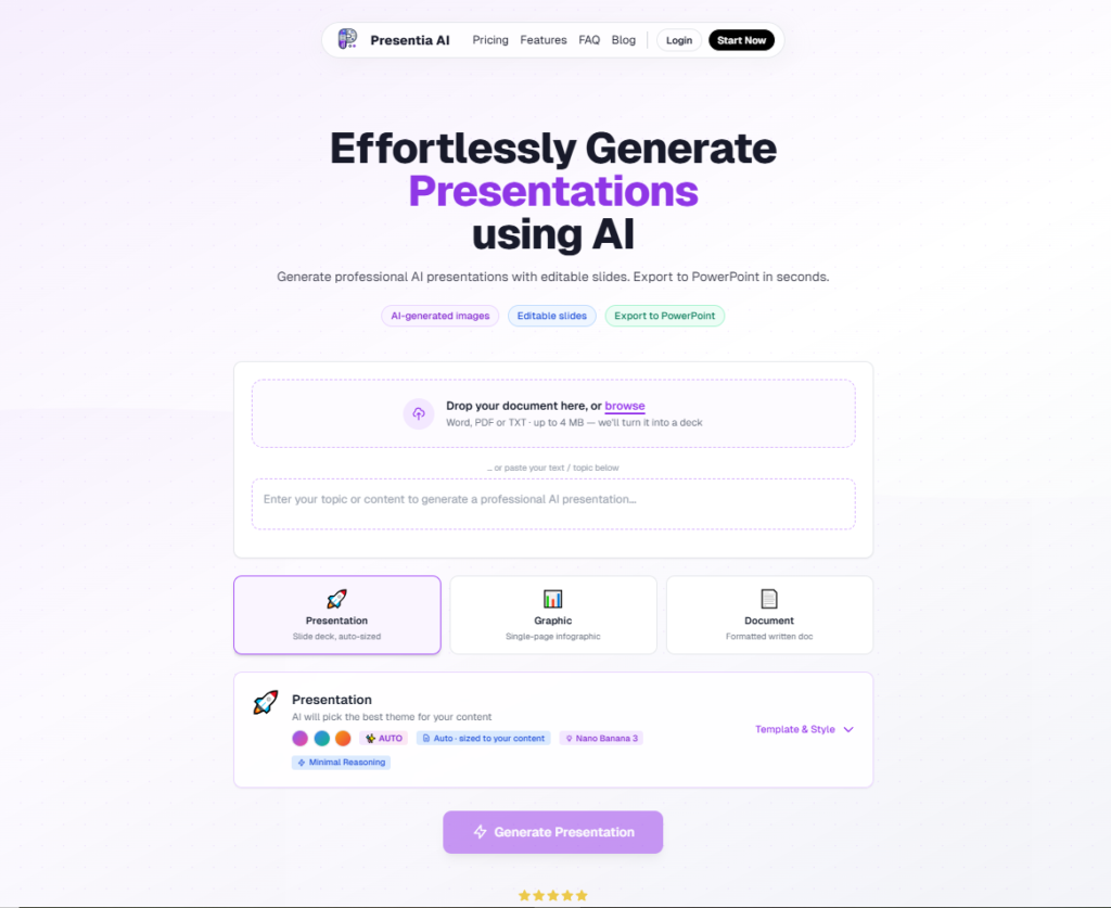 presentia ai make presentation using ai