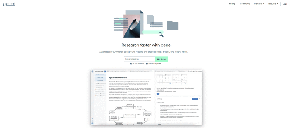 Genei 2 Genei AI Tool for Fast Research