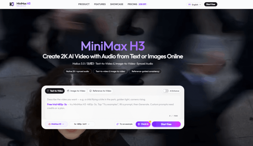 MiniMax H3 2 Minimax H3 Ai video generation tool