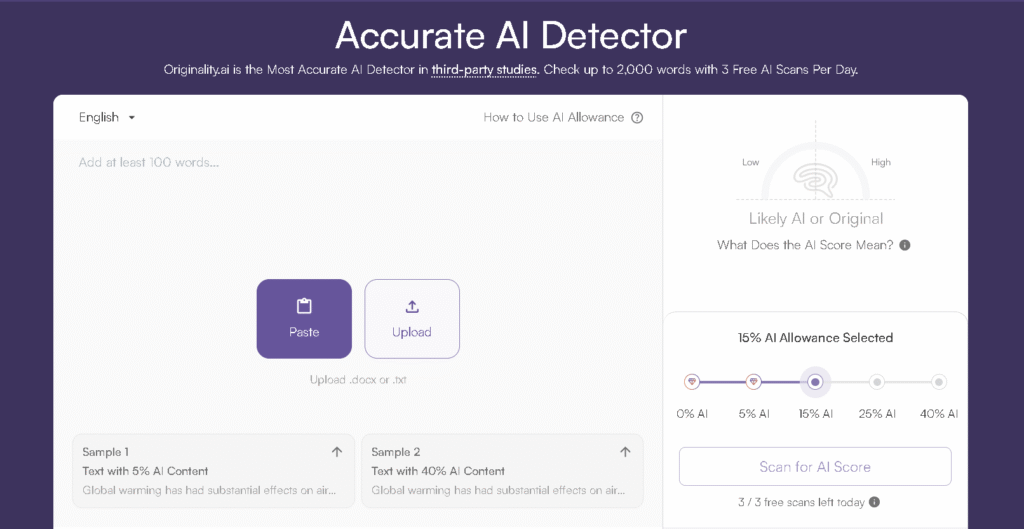 Originality.ai 2 Originality AI Detector