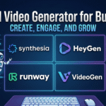Best AI video generator for business in 2026 — comparison of Synthesia, HeyGen, Runway, and VideoGen