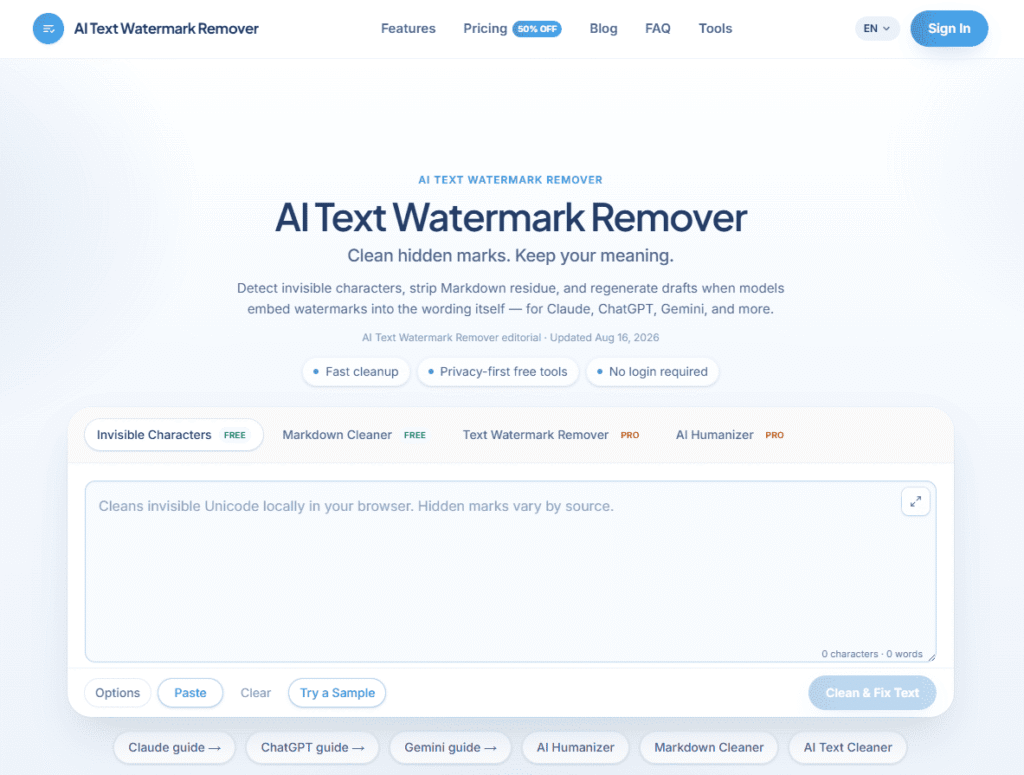 AI Text Watermark Remover