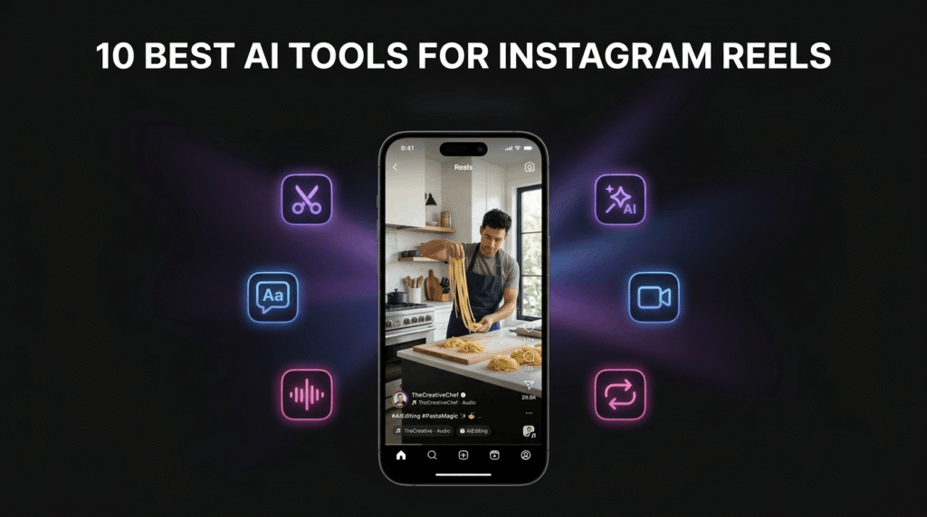 AI tools for Instagram Reels content creation shown on a phone screen