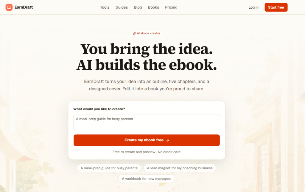 EarnDraft AI Tools For Ebook Write