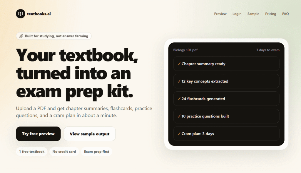 textbook ai exam prep