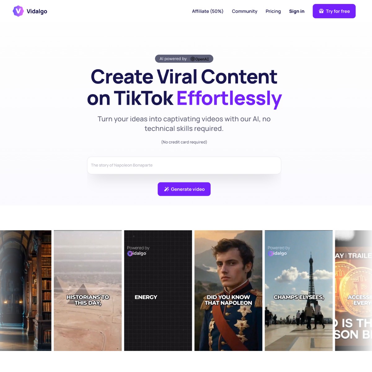 Vidalgo AI TikTok viral content